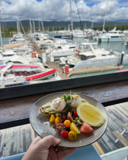 Hemingway's eggs and smashed avocado at the Marina