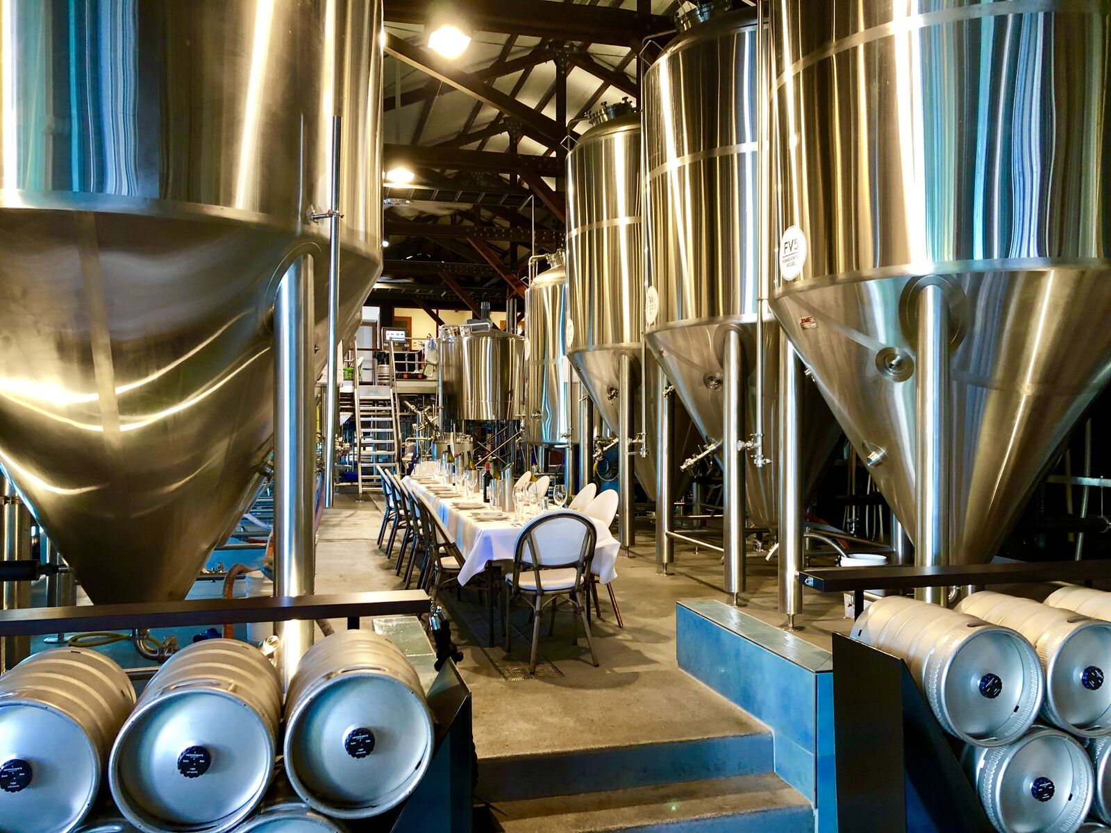 Corporate dinner inside brewery
